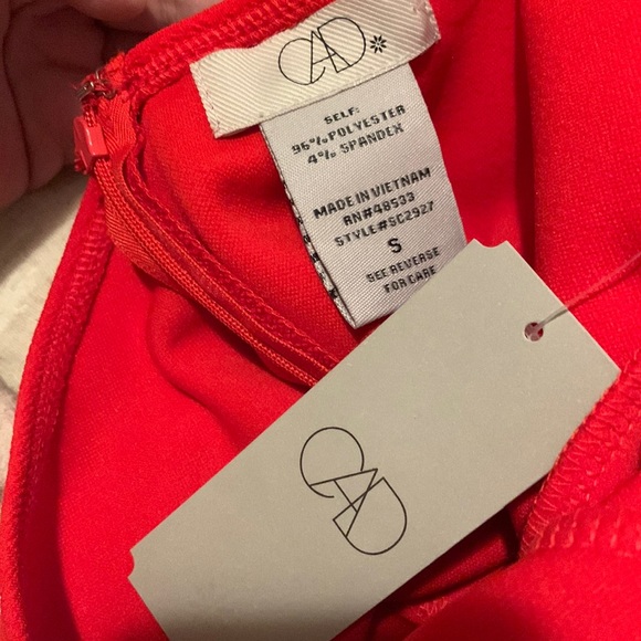 CAD Nordstrom Red Bodycon Cutout Halter Dress Black Tie Midi Slit Open Back - Picture 4 of 9